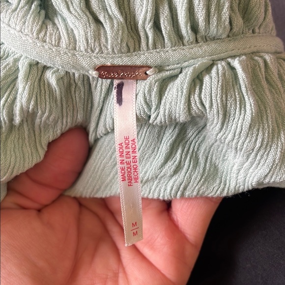 Mint Green Bluish Ruffled Women's Top - Picture 3 of 5